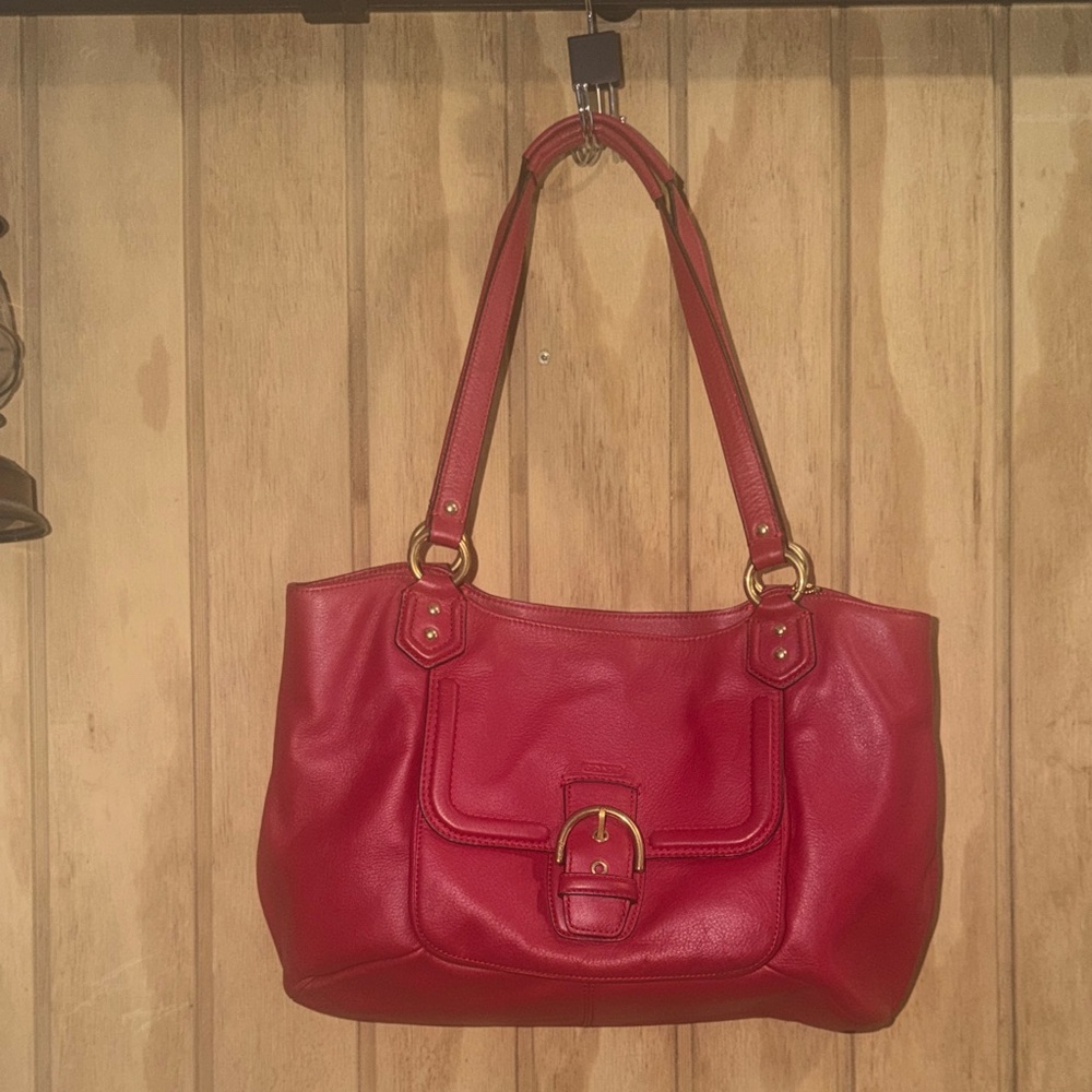 New Vintage Coach Elegant Red Leather Tote Bag